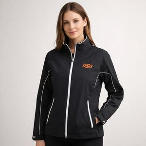 FootJoy DryJoys OSU Jacket Womens M Black Golf Windbreaker Zip